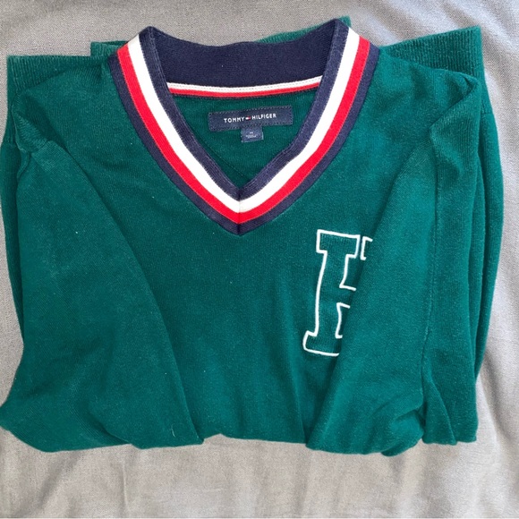 Men’s Green Medium Tommy Hilfiger Crewneck - Picture 3 of 8